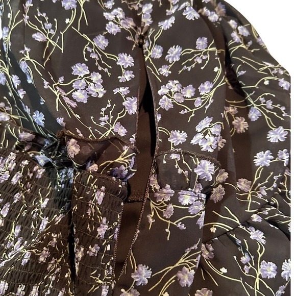 143 Story by Line Up Soft Floral Maxi Brown Lavender Front Slit Dress Size Large - Picture 15 of 16